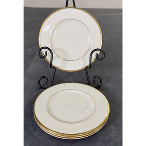 Lenox Mansfield Ivory Bread/Dessert Plates with Gold Trim Set of 4 Bnfts Chrty
